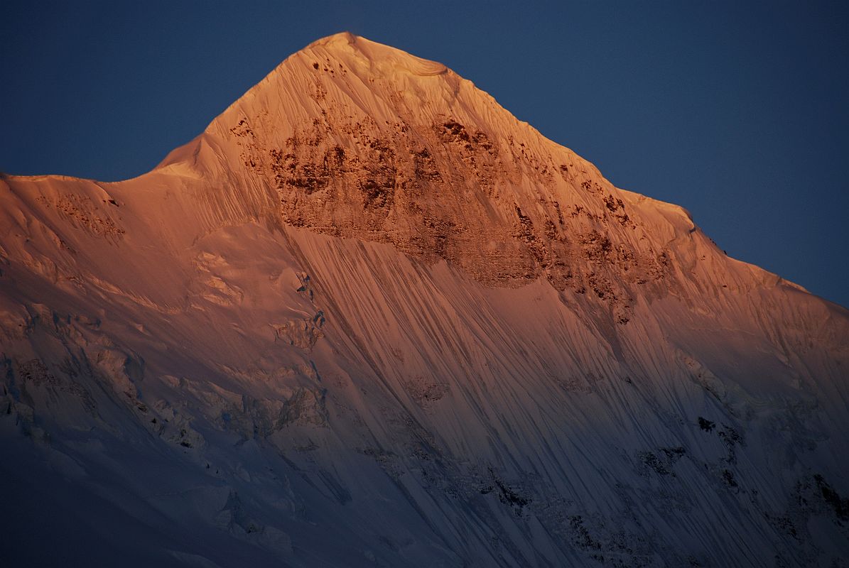 16 Nilgiri North Close Up At Sunrise From Camp Below Mesokanto La Sunrise from the camp just below the Mesokanto La was magnificent. First, Nilgiri North blazed.